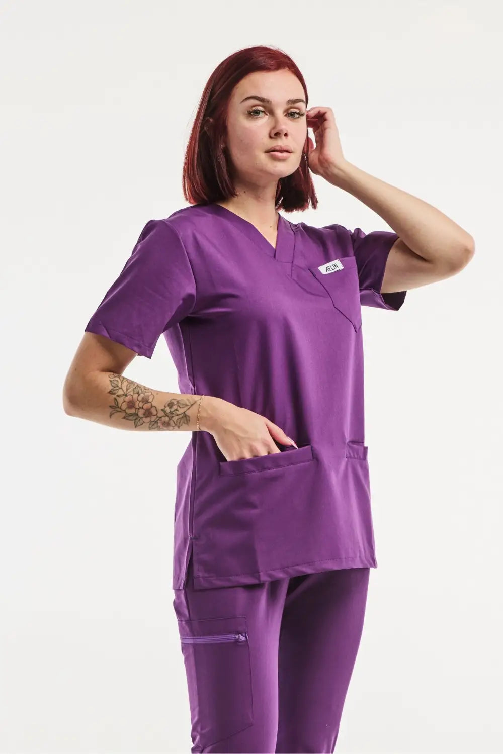 Aelin Slimfit NEW Tenue médicale Violet 6 poches