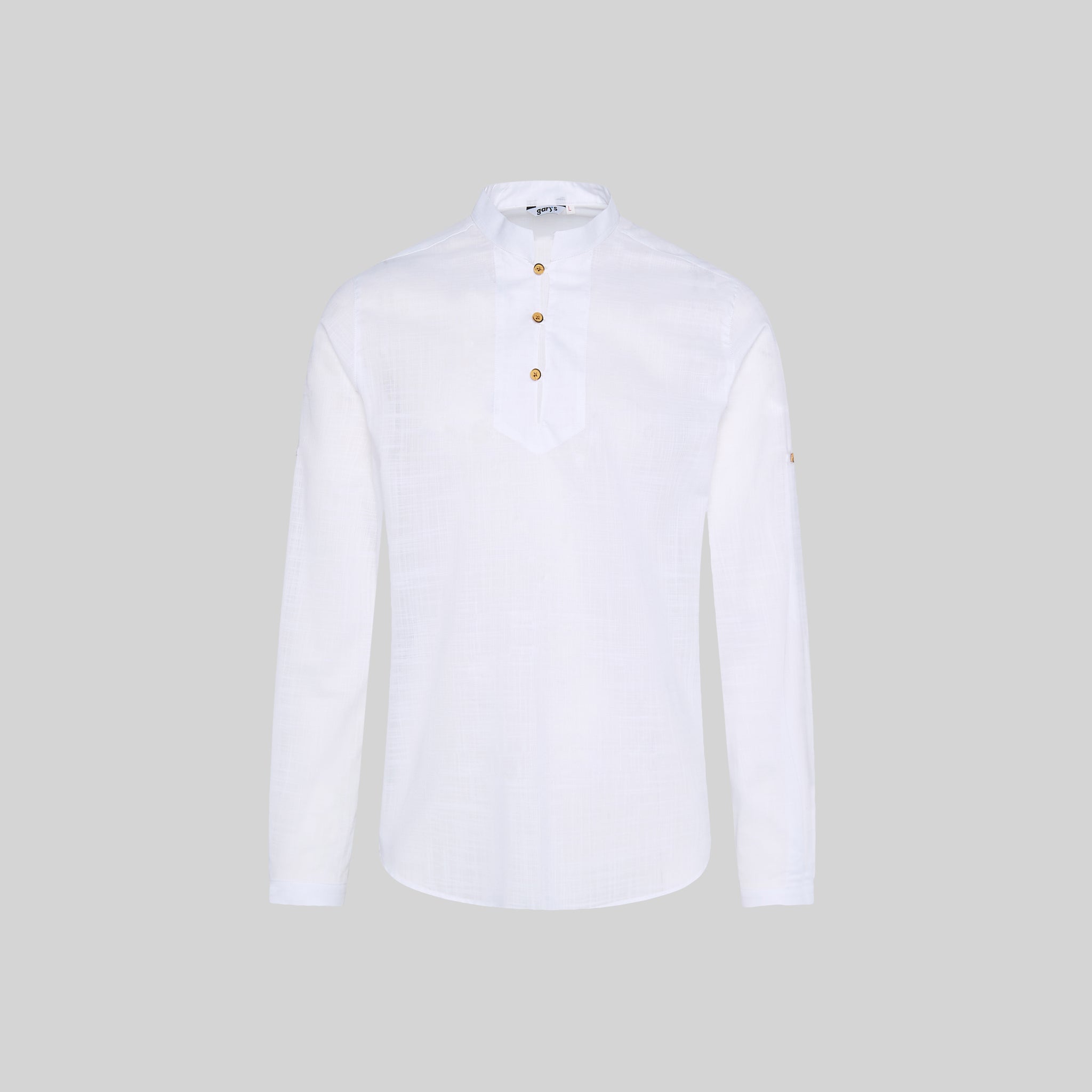 Gary's Dante chemise homme slim effet lin blanc manches longues