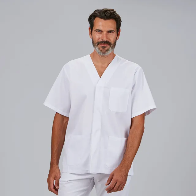 Gary's blouse médicale homme blanche pressions manches courtes