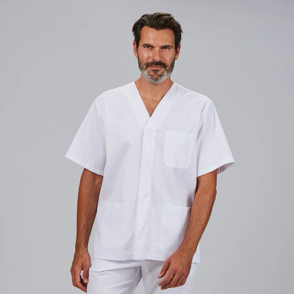 Gary's blouse médicale homme blanche pressions manches courtes