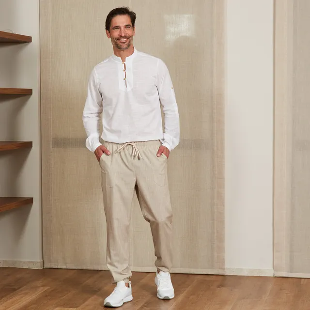 GARY'S Jogger Pantalon Travail Beige Cordon Élastique