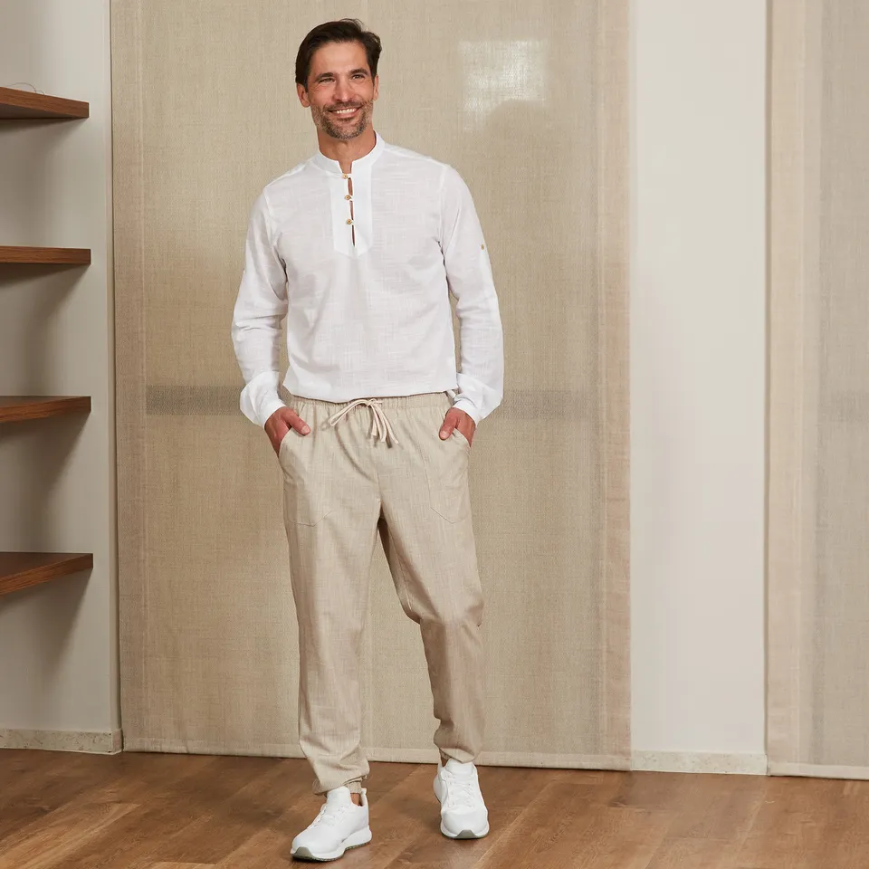 GARY'S Jogger Pantalon Travail Beige Cordon Élastique