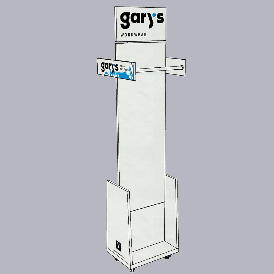 GARY'S présentoir sol 20 cintres blanc 40x80x153 cm démontable