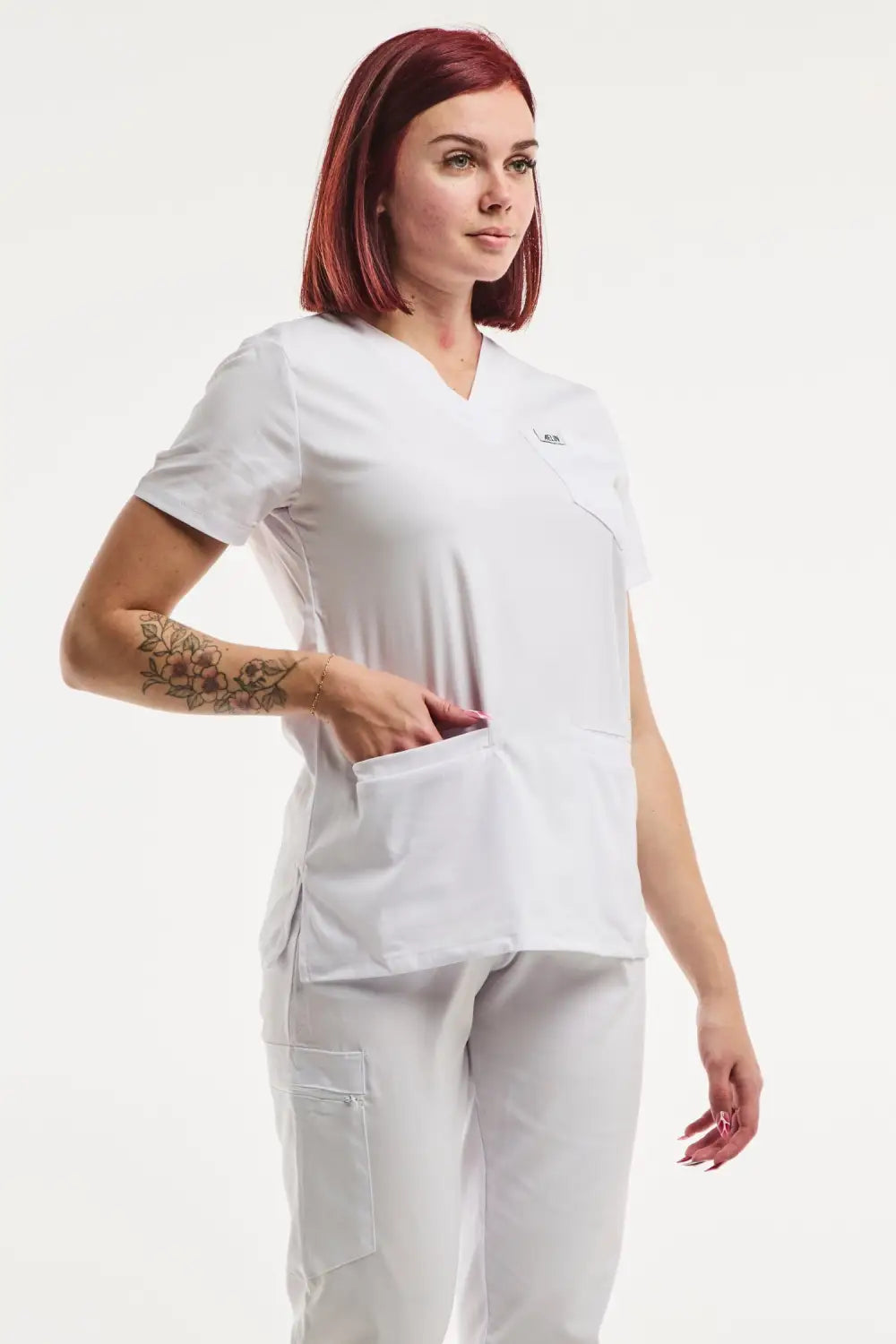 Aelin Slimfit NEW Tunique médicale blanche stretch