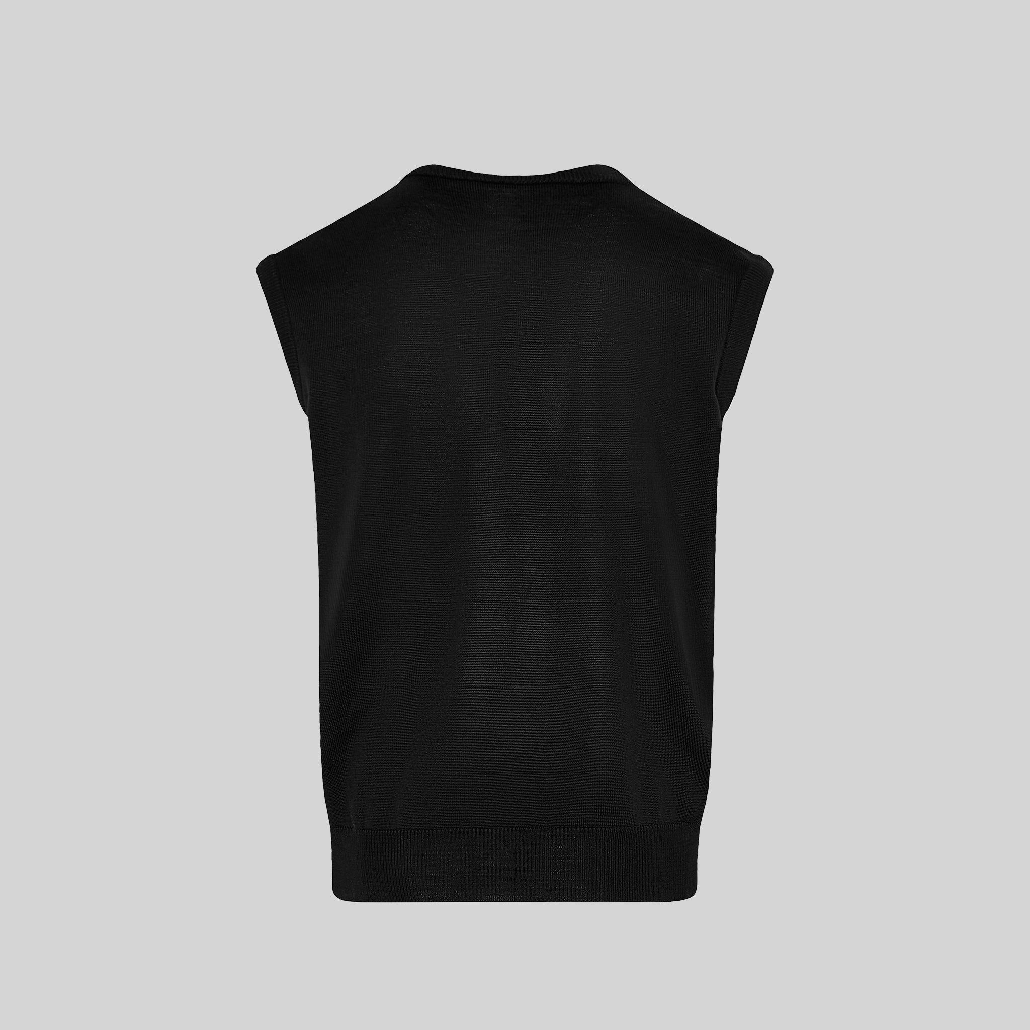 Gary's Pull Col V Homme Noir Sans Manche Travail