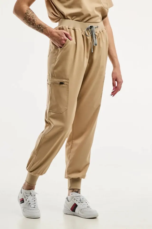 Aelin EMMA Jogger pantalon médical femme beige clair