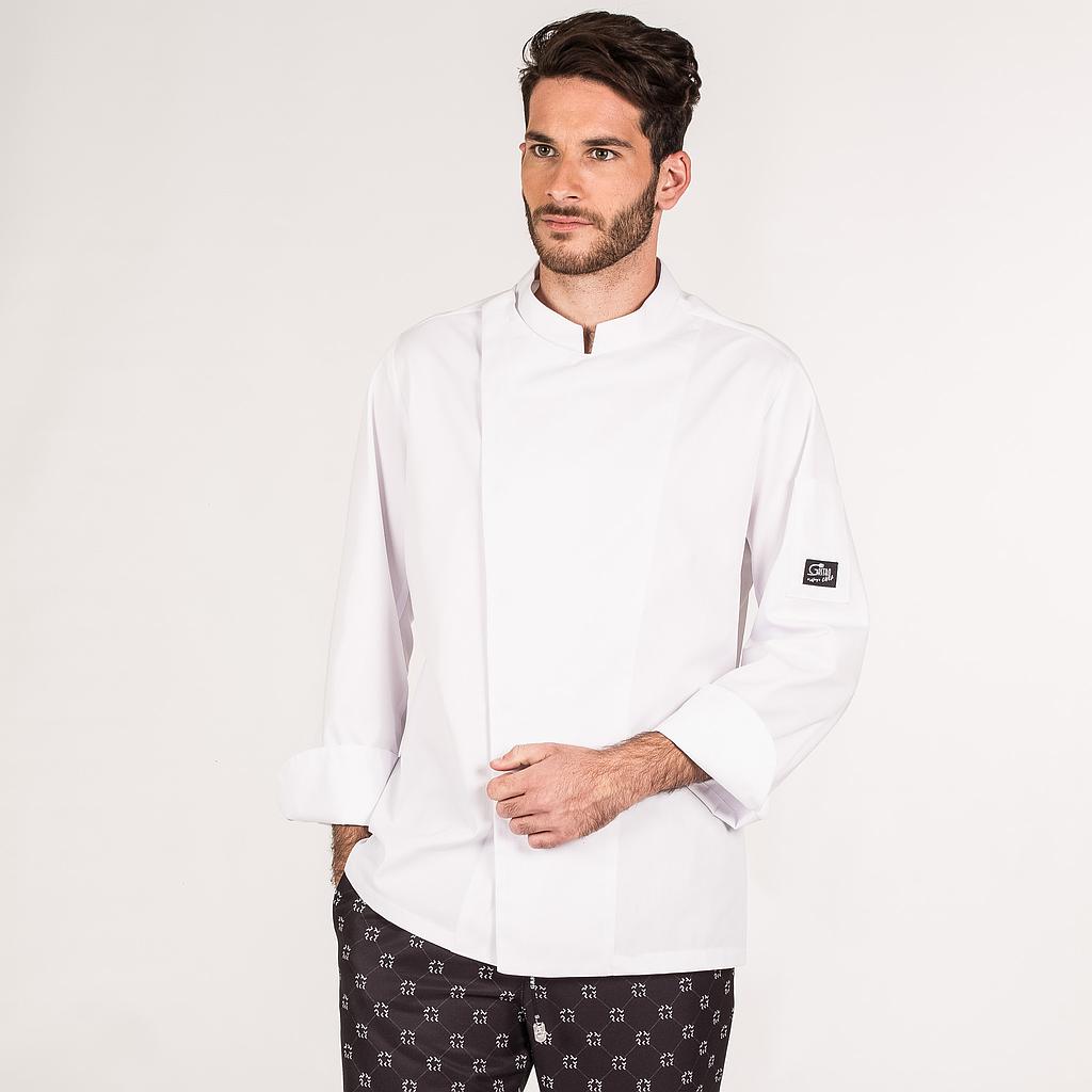 Gary's Heracles veste cuisine blanche col mao manches longues
