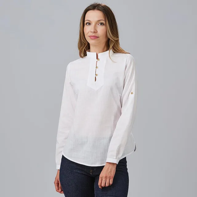 GARY'S Flora chemise femme blanche lin manches longues