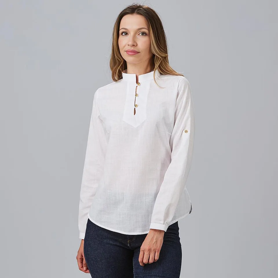 GARY'S Flora chemise femme blanche lin manches longues