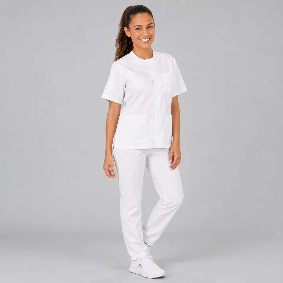 Gary's Ensemble médical blanc blouse pantalon boutons