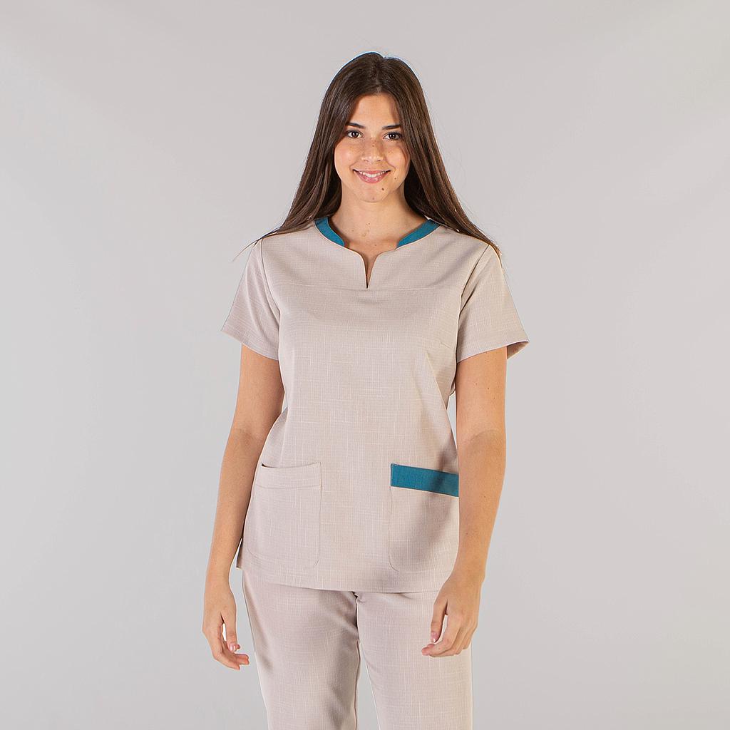 GARY'S Mirta blouse médicale femme beige col V