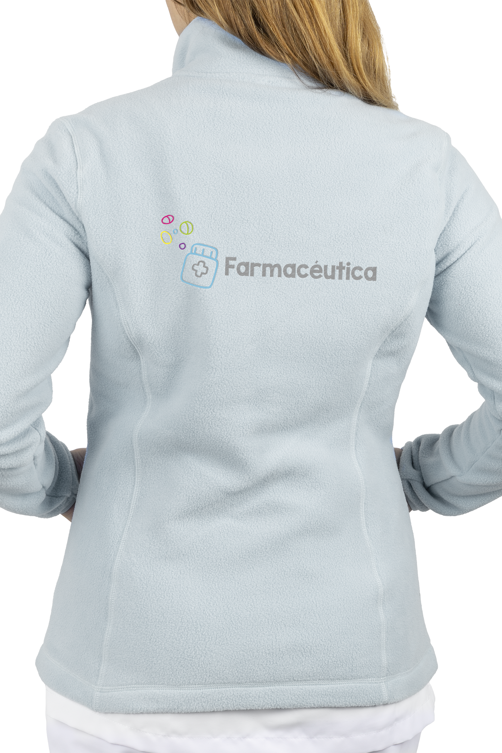 Enfermania Ropa polaire femme bleu glace pharmacien brodé