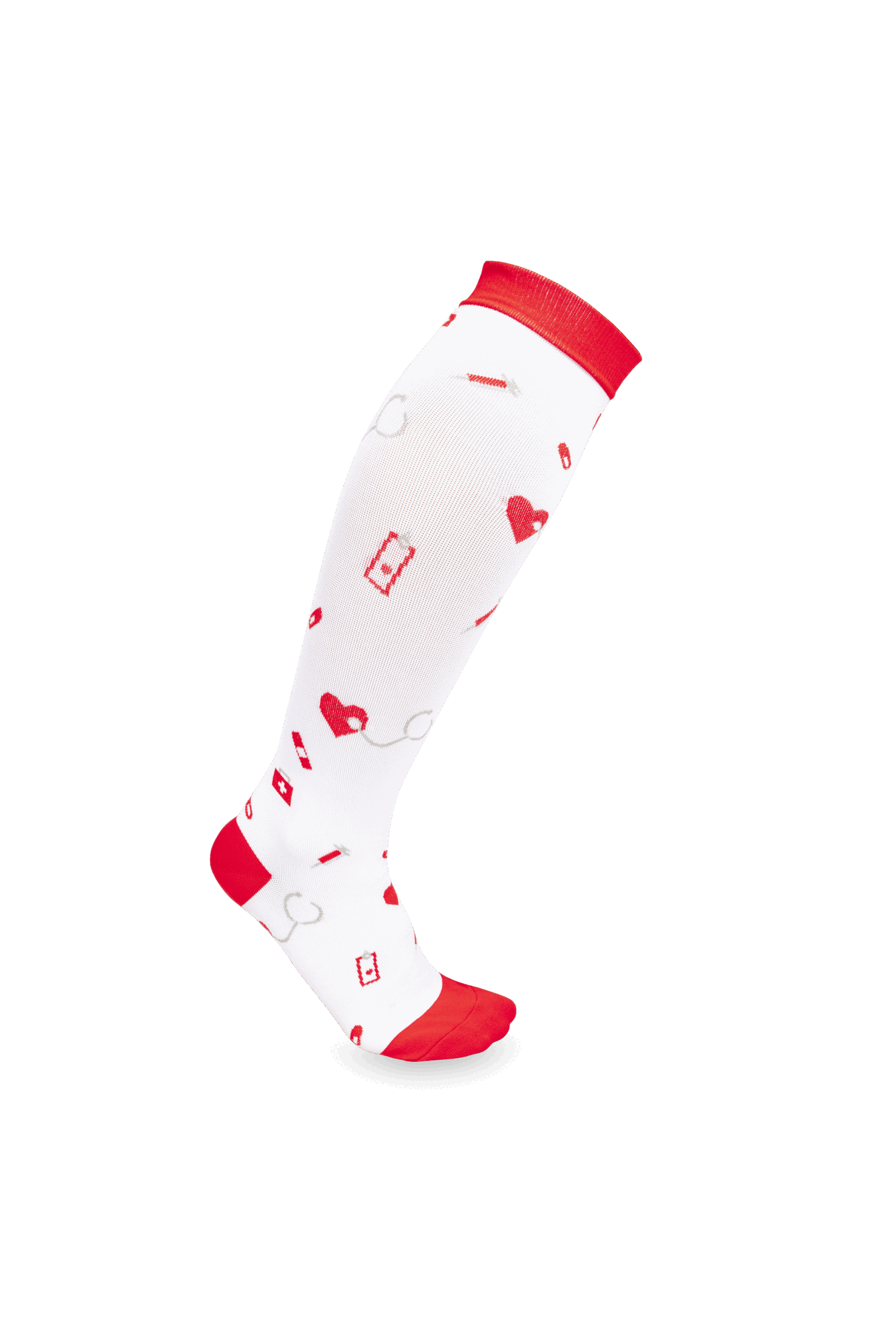 Enfermania chaussettes compression seringues rouges fatigue jambes