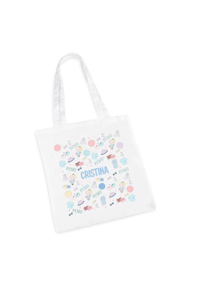 Enfermania Fisio Pastel tote bag blanc coton personnalisable