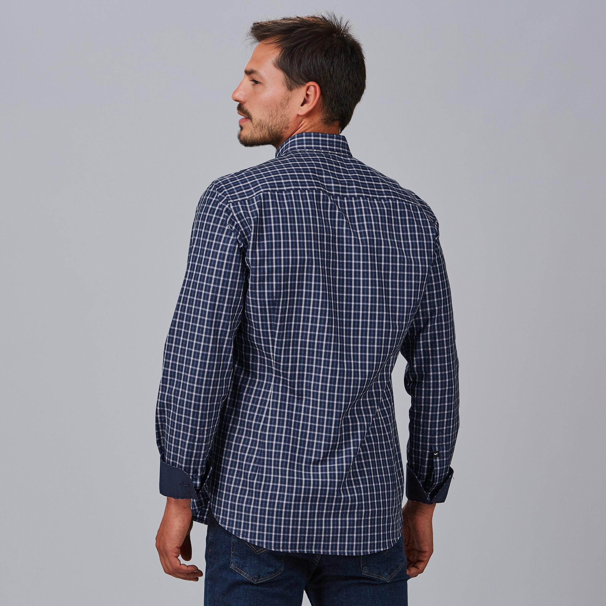 Gary's Fausto Chemise Homme Carreaux Marine Slim
