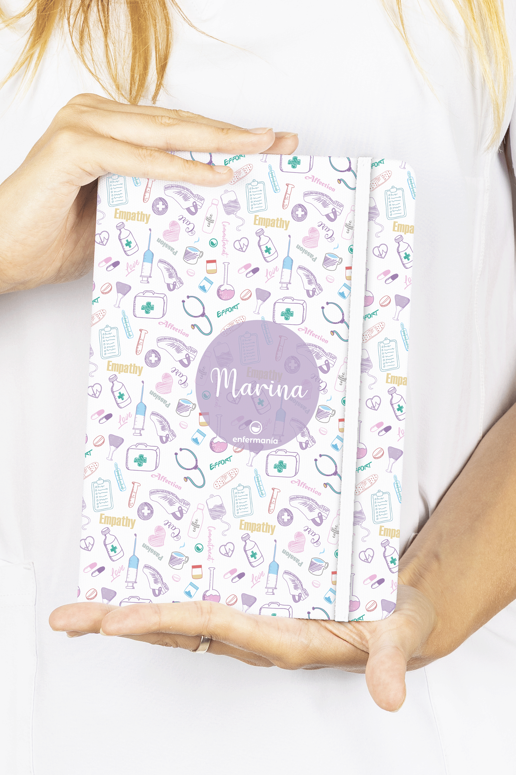 Enfermania Papelería carnet A5 Care Collection blanc ligné