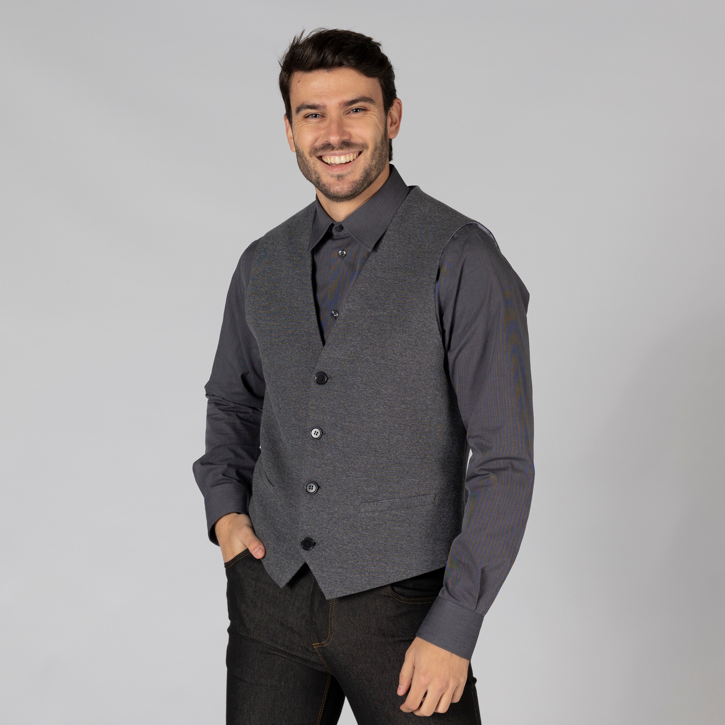 GARY'S Gilet Homme Gris Marengo Laine