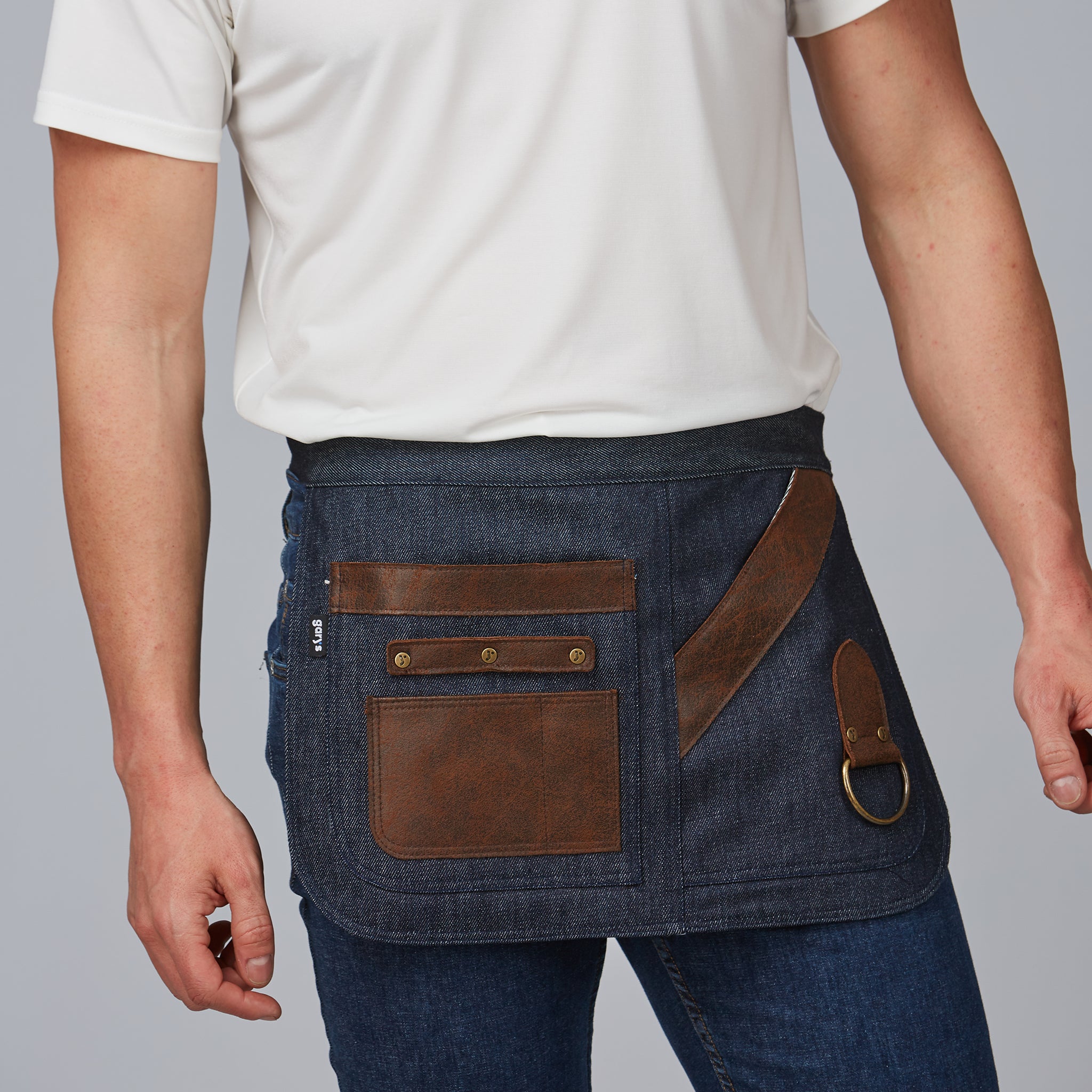 Gary's Aprons tablier court jean cuir 30x42 marine UD