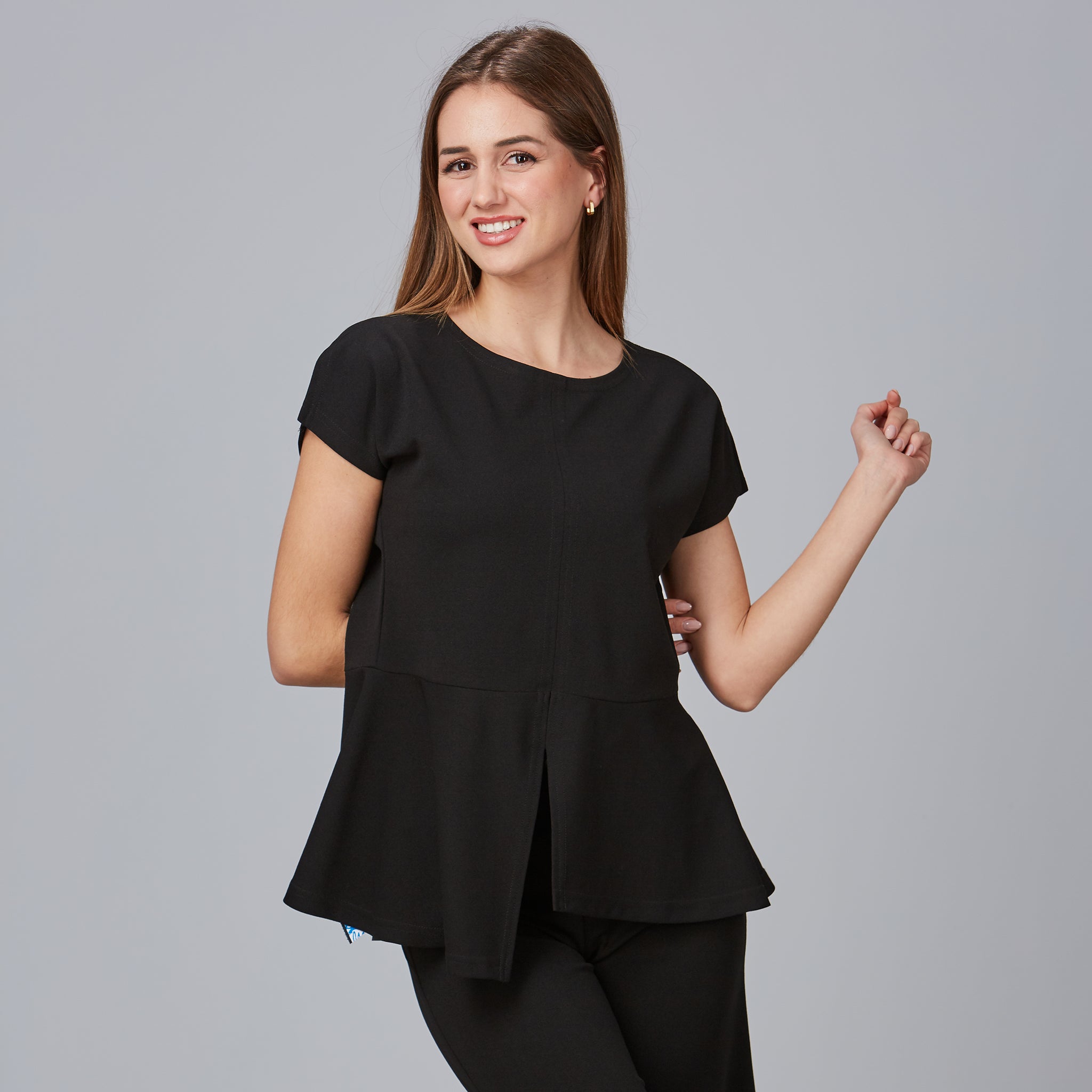 GARY'S Veza blouse esthétique noire manches courtes