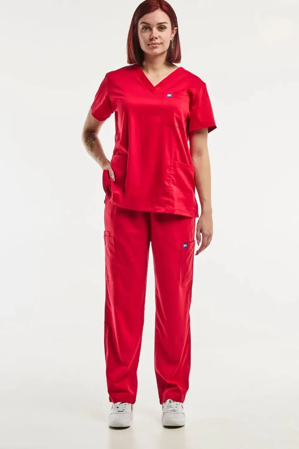 Aelin EMMA Tenue médicale femme rouge stretch