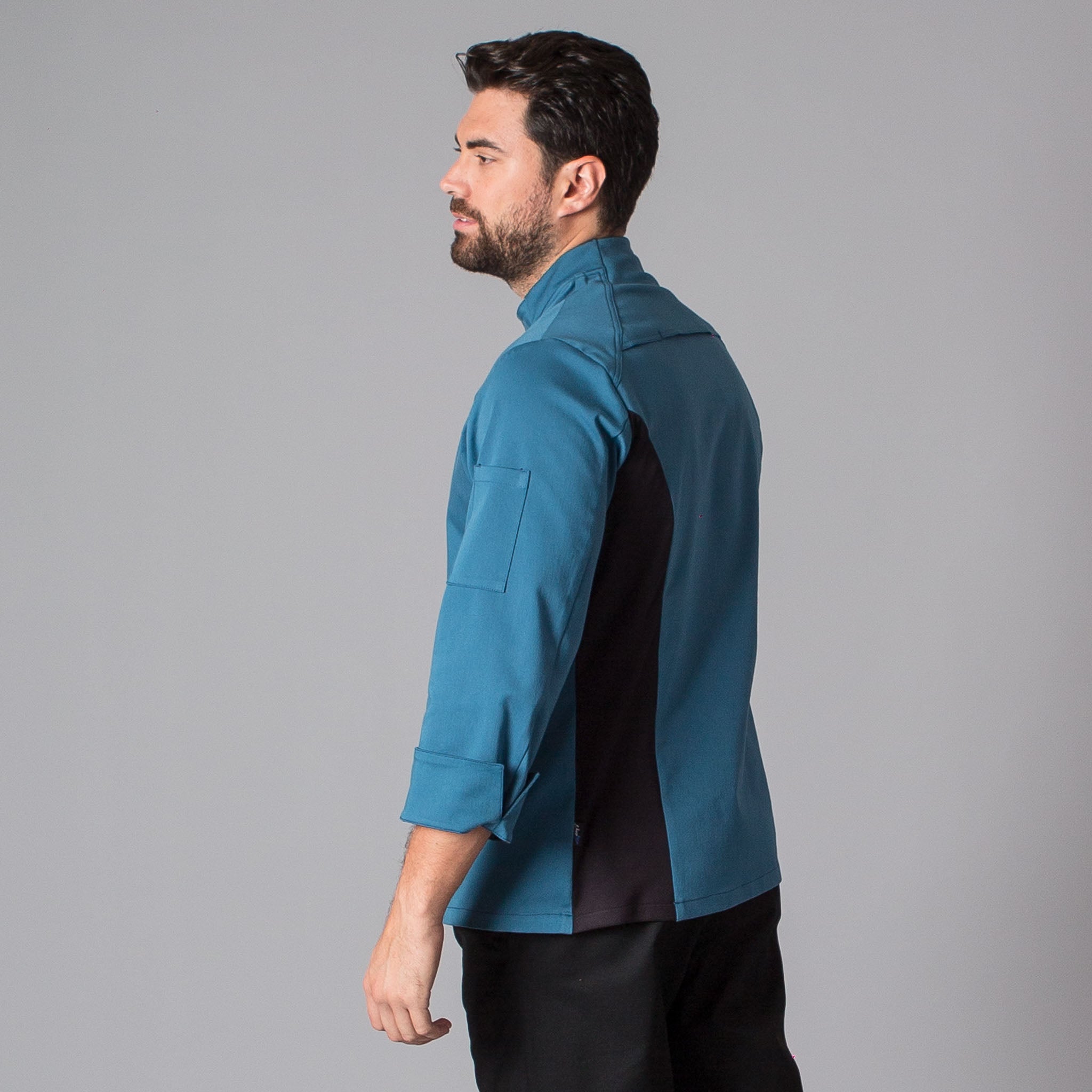 GARY'S Ferrer veste cuisine unisexe bleu pétrole zip