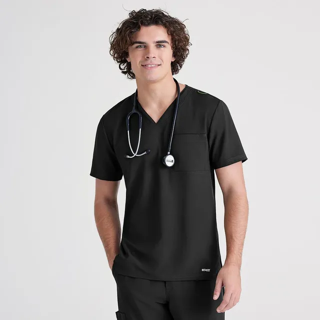 GARY'S Journey Top Barco blouse médicale noire poche poitrine