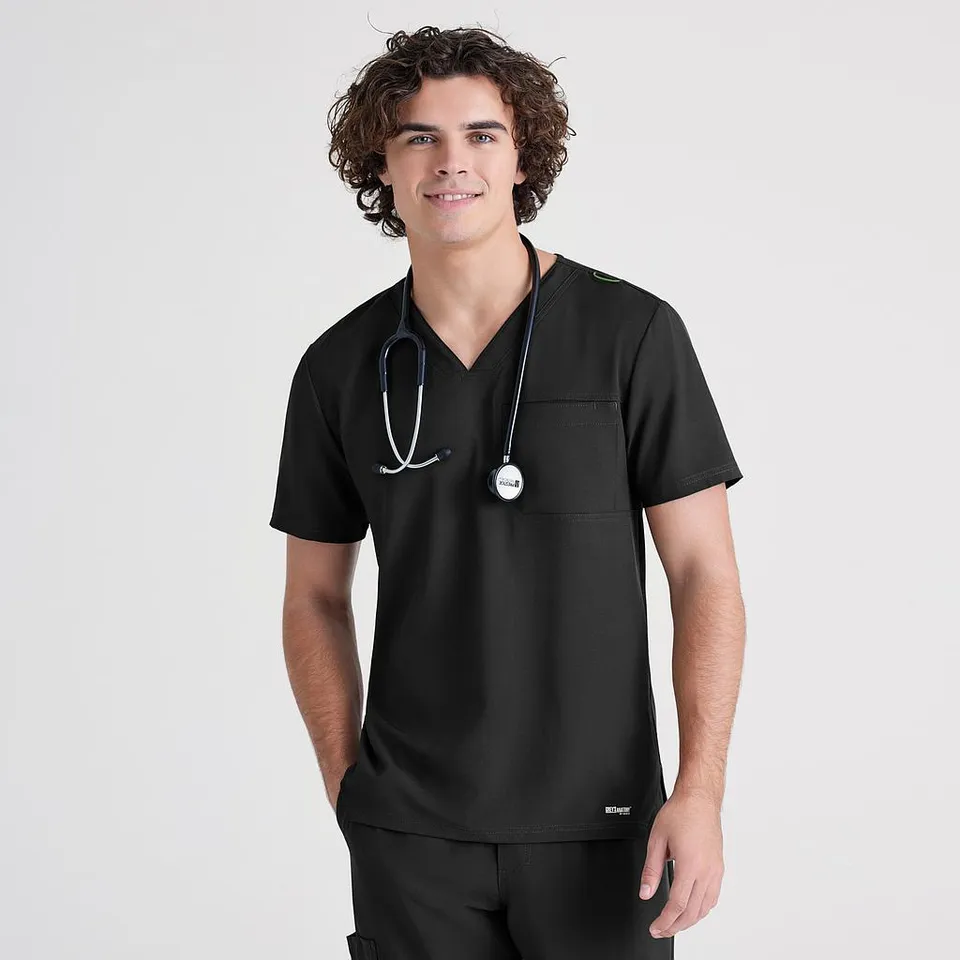 GARY'S Journey Top Barco blouse médicale noire poche poitrine