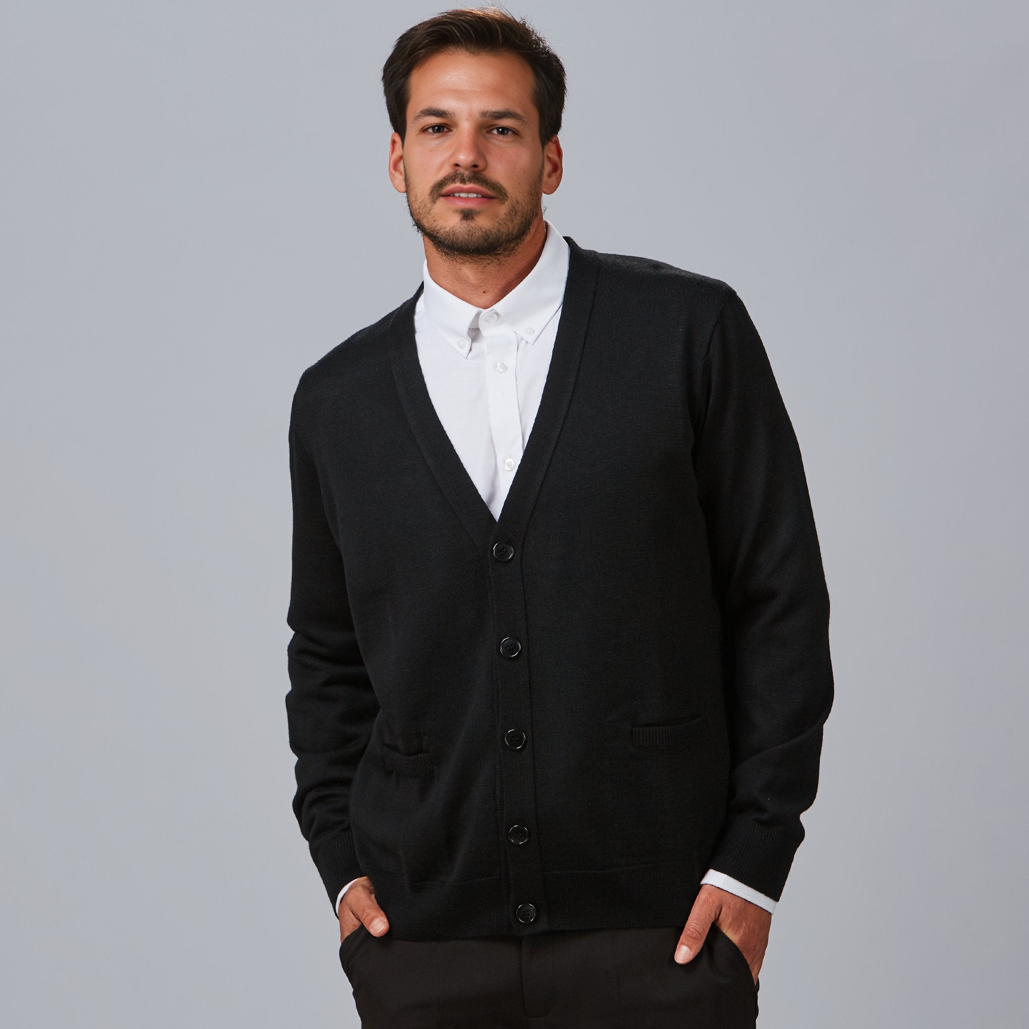 Gary's Knit gilet cardigan homme noir col V taille M