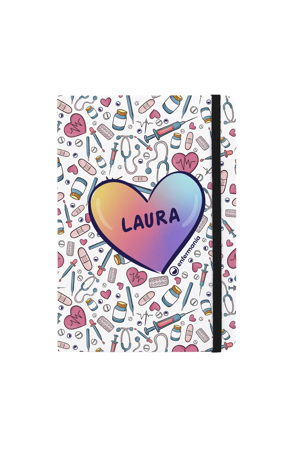 Enfermania Colorful carnet A5 ligné élastique noir