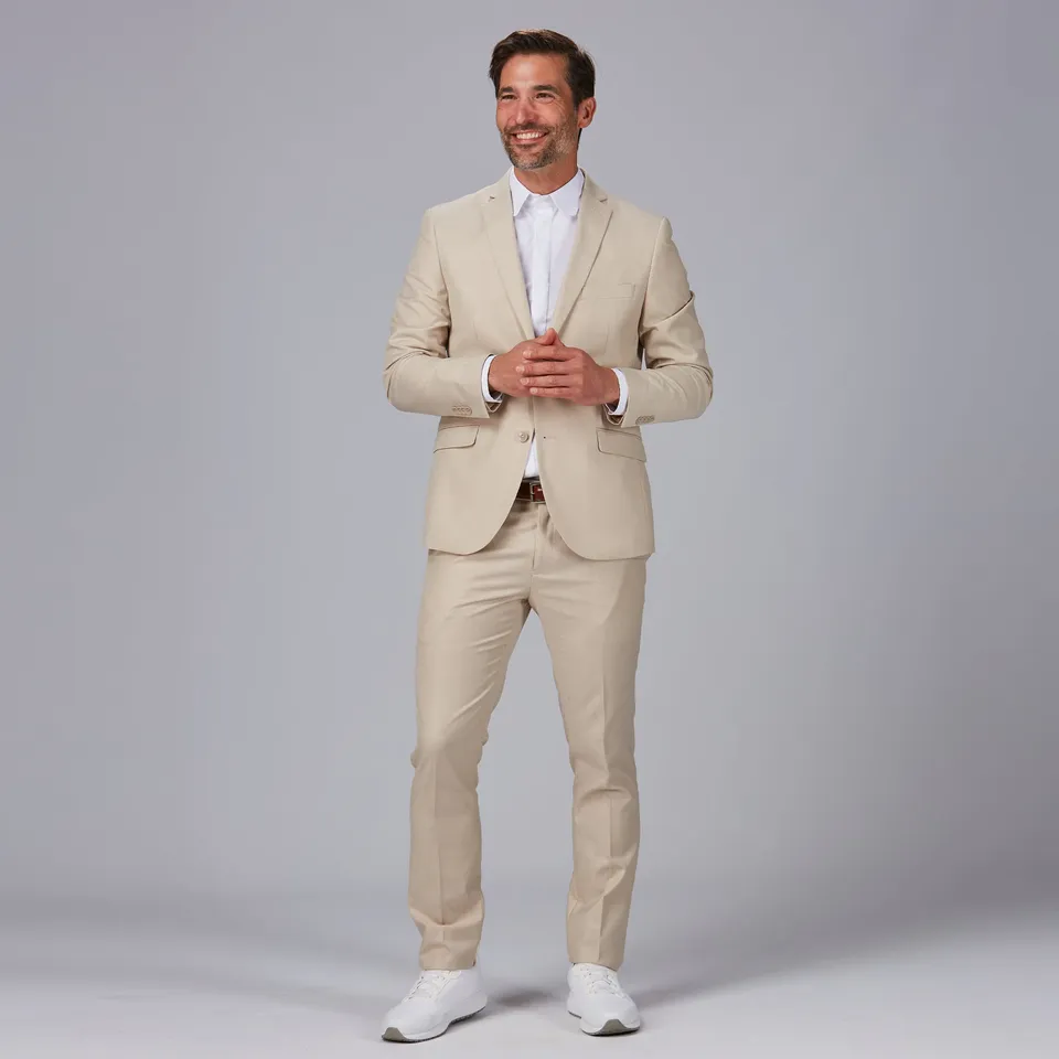 GARY'S Pantalon Homme Ceinture Stretch Noir Tailleur