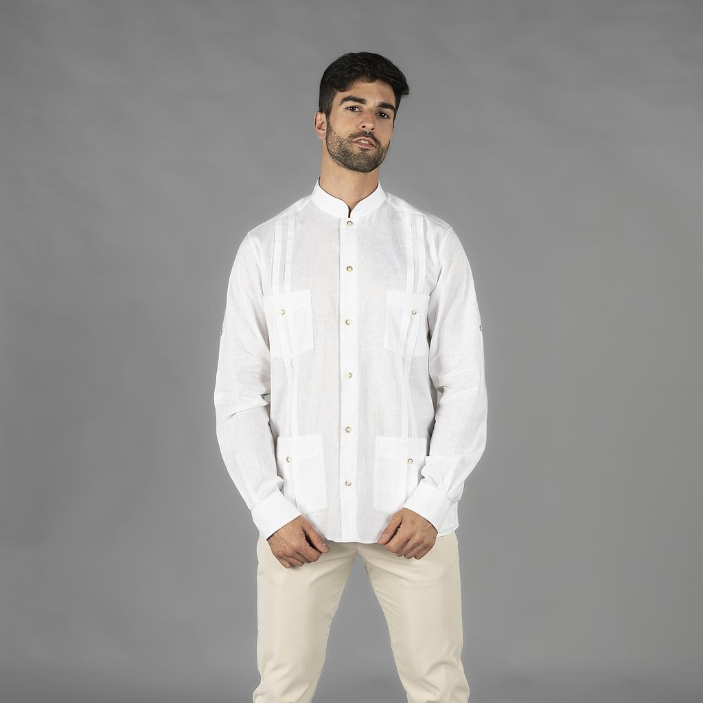 Gary's Borneo chemise guayabera homme lin blanche S