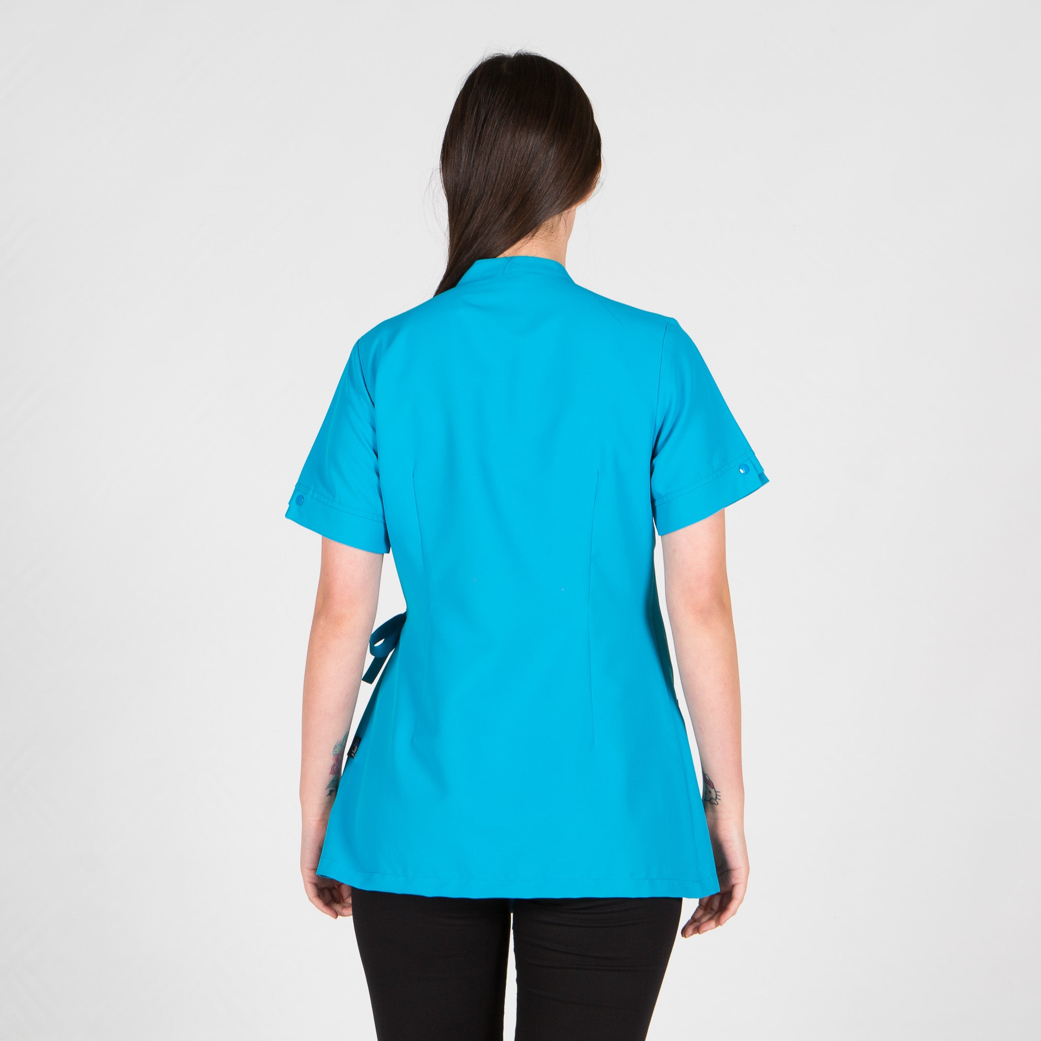 GARY'S Añil blouse esthétique femme blanche manches courtes