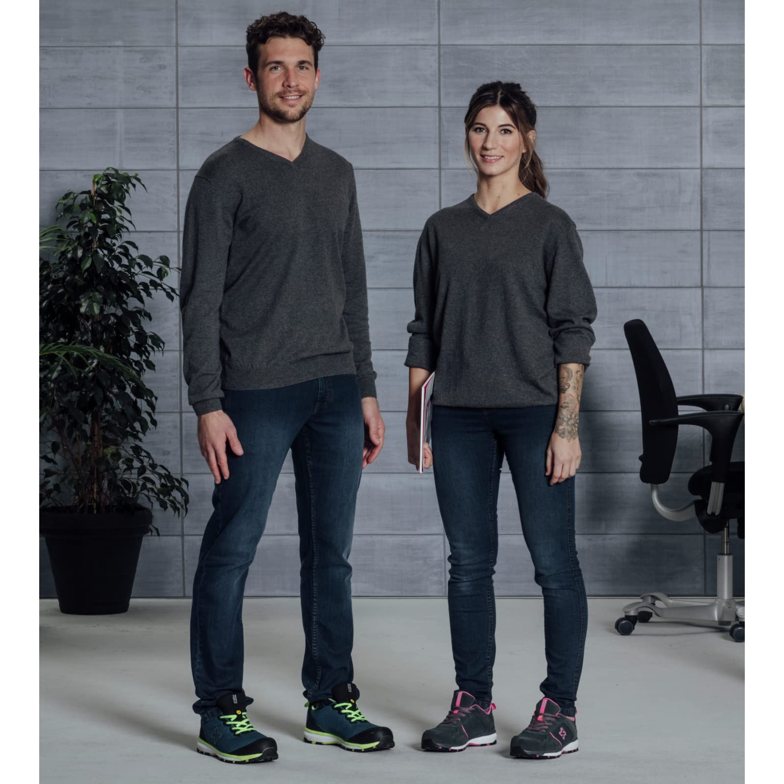 Würth MODYF Les Essentiels Pull Col V Gris Coton Laine