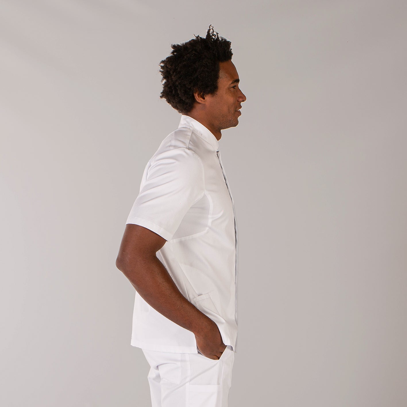 Gary's Blouses Adan blouse homme blanche col mao manches courtes