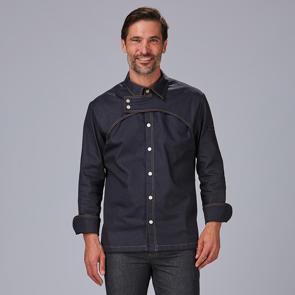 GARY'S Prieto veste de cuisine denim marine col chemise