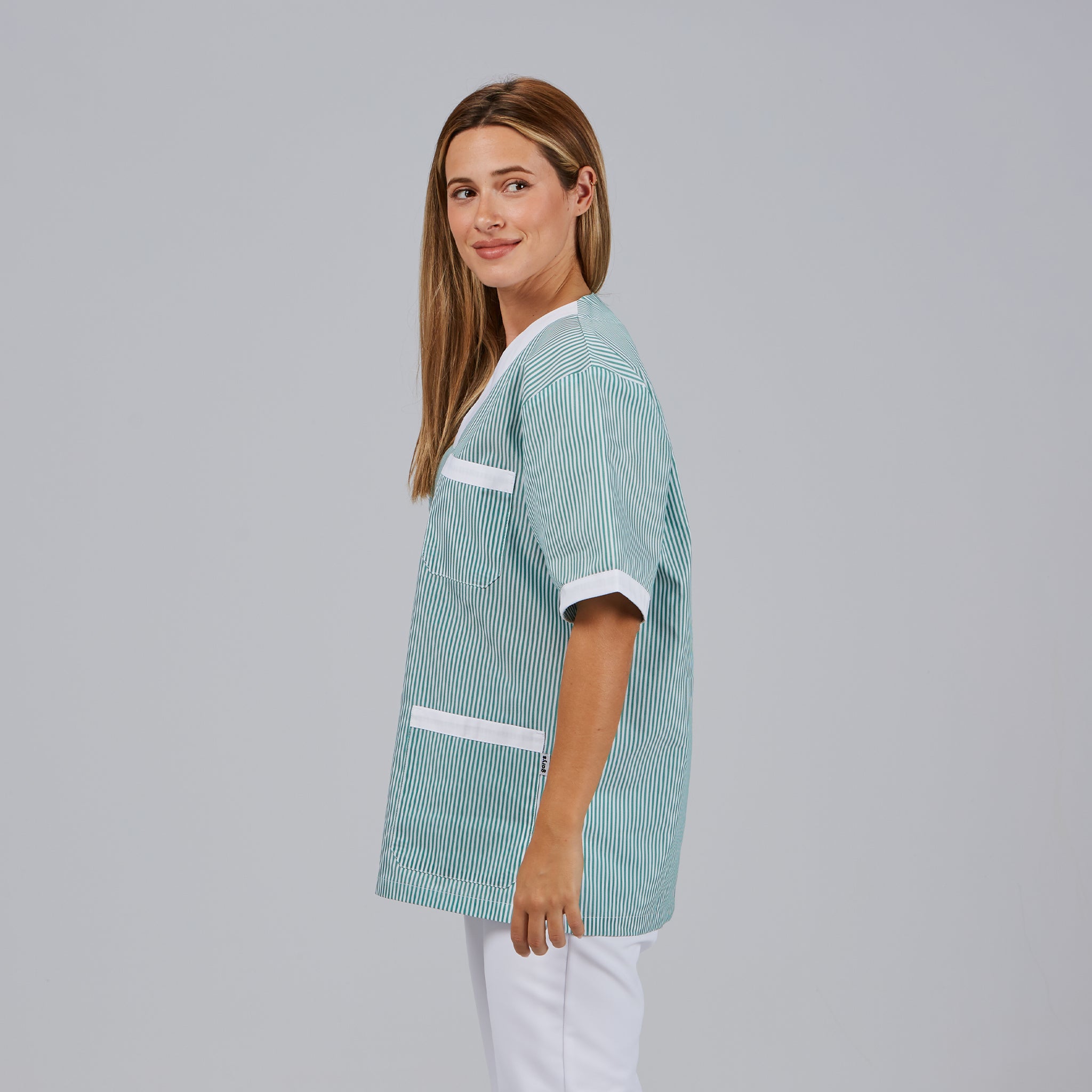 Gary's Blouse V-Neck blouse médicale vichy mix manches