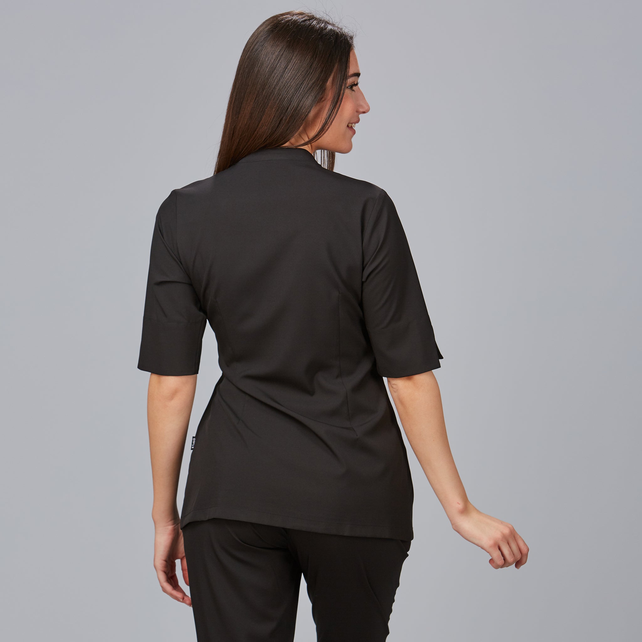 GARY'S Bugula blouse travail croisée noire manches 3/4