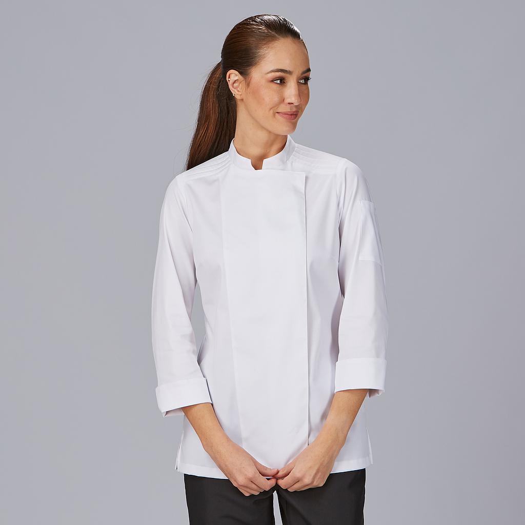 GARY'S Estrada Veste Cuisine Femme Noire - Stretch Col Mao