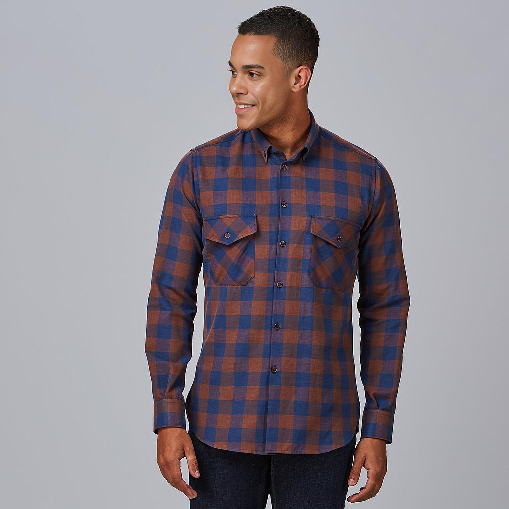 Gary's Augusto 260032 Chemise slim carreaux bleu