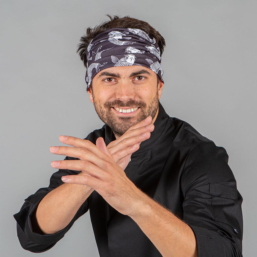 GARY'S Bandana imprimé cuisine gris araignée UD