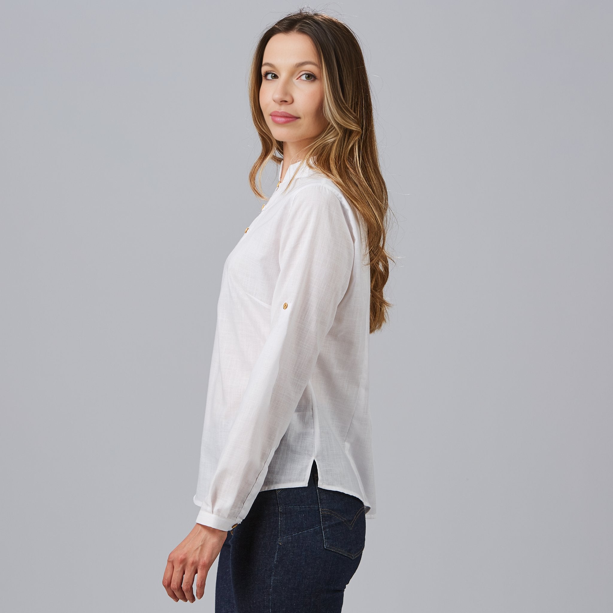 GARY'S Flora chemise femme blanche lin manches longues