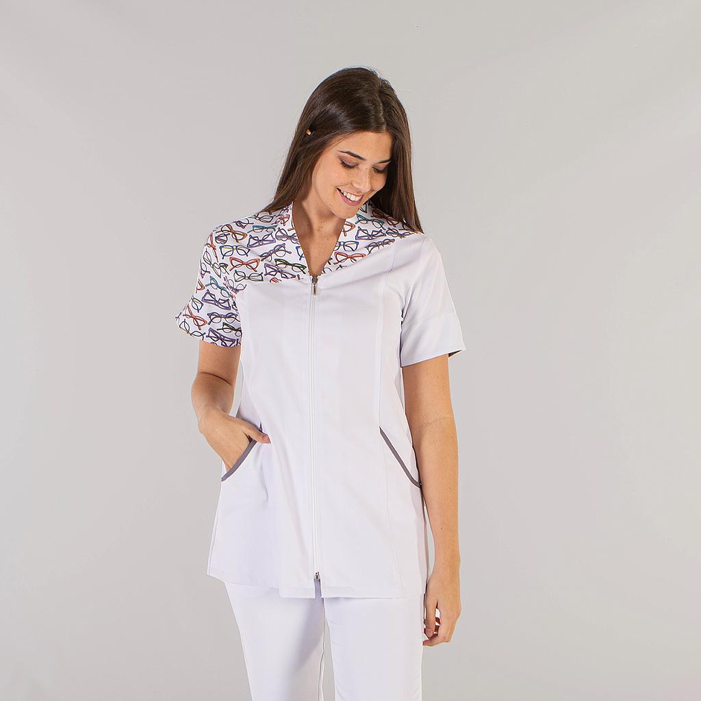 GARY'S Gloria blouse medicale blanche zip XS