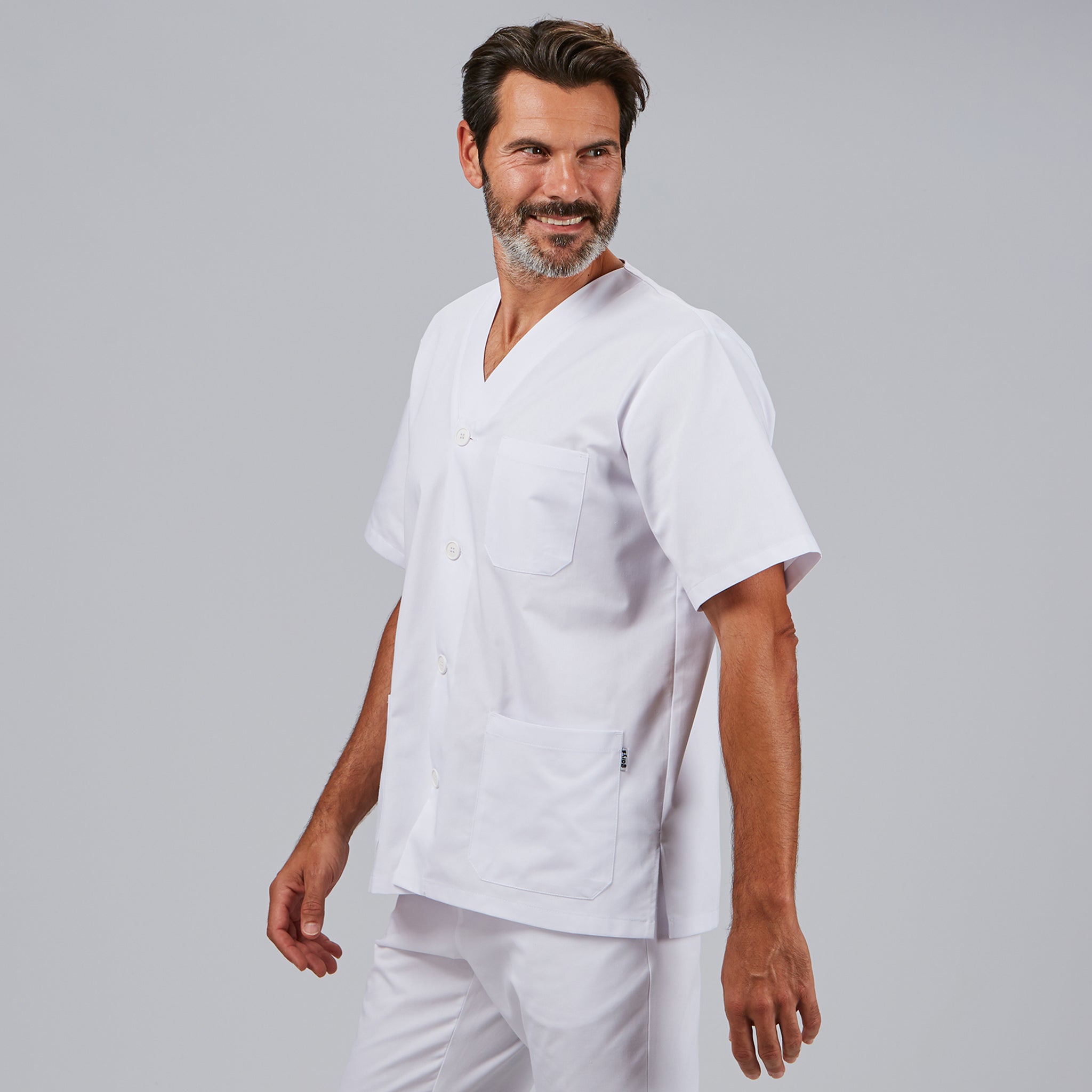 GARY'S blouse médicale col V boutons blanche