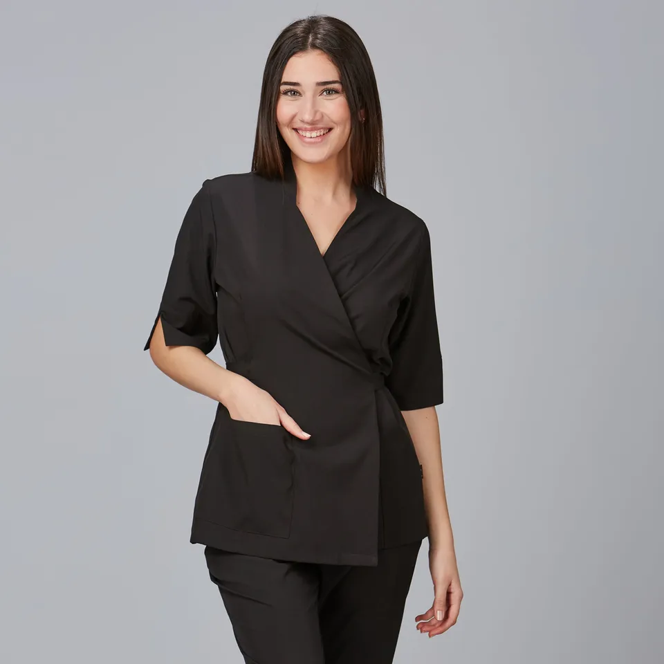 Gary's Cardota Kimono Blouse travail femme noire manches 3/4