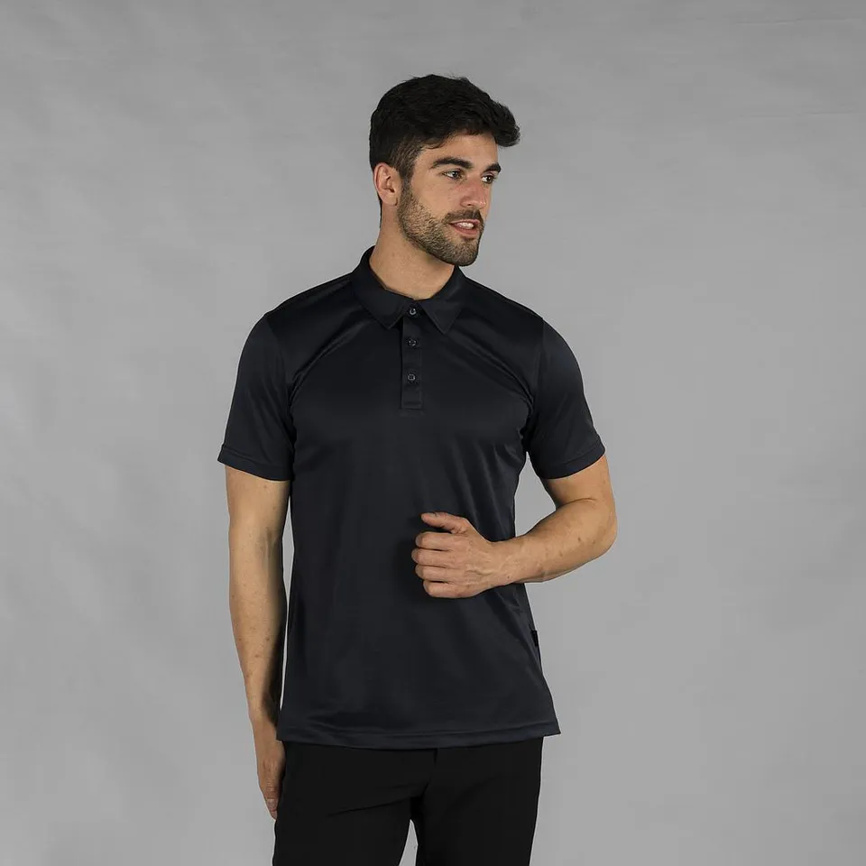 GARY'S Interlock polo homme noir manches courtes