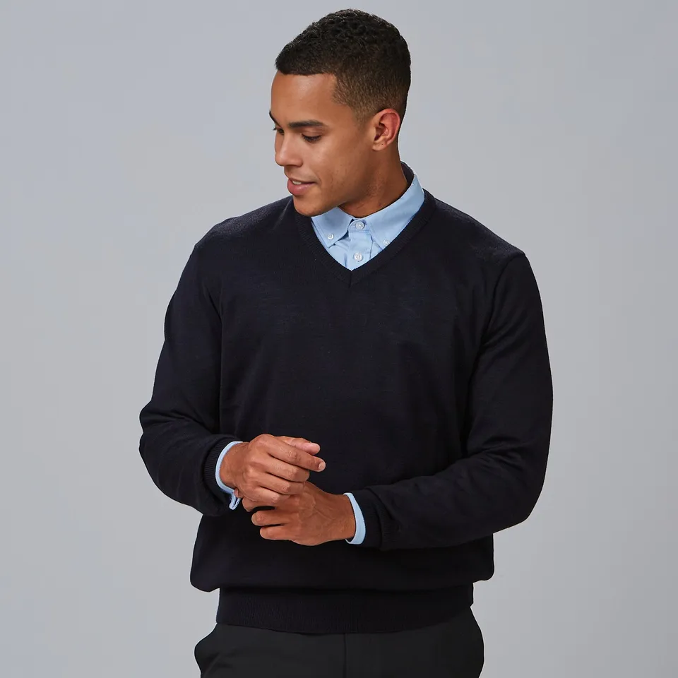 GARY'S Knit MAN'S V-NECK JERSEY pull homme marine laine