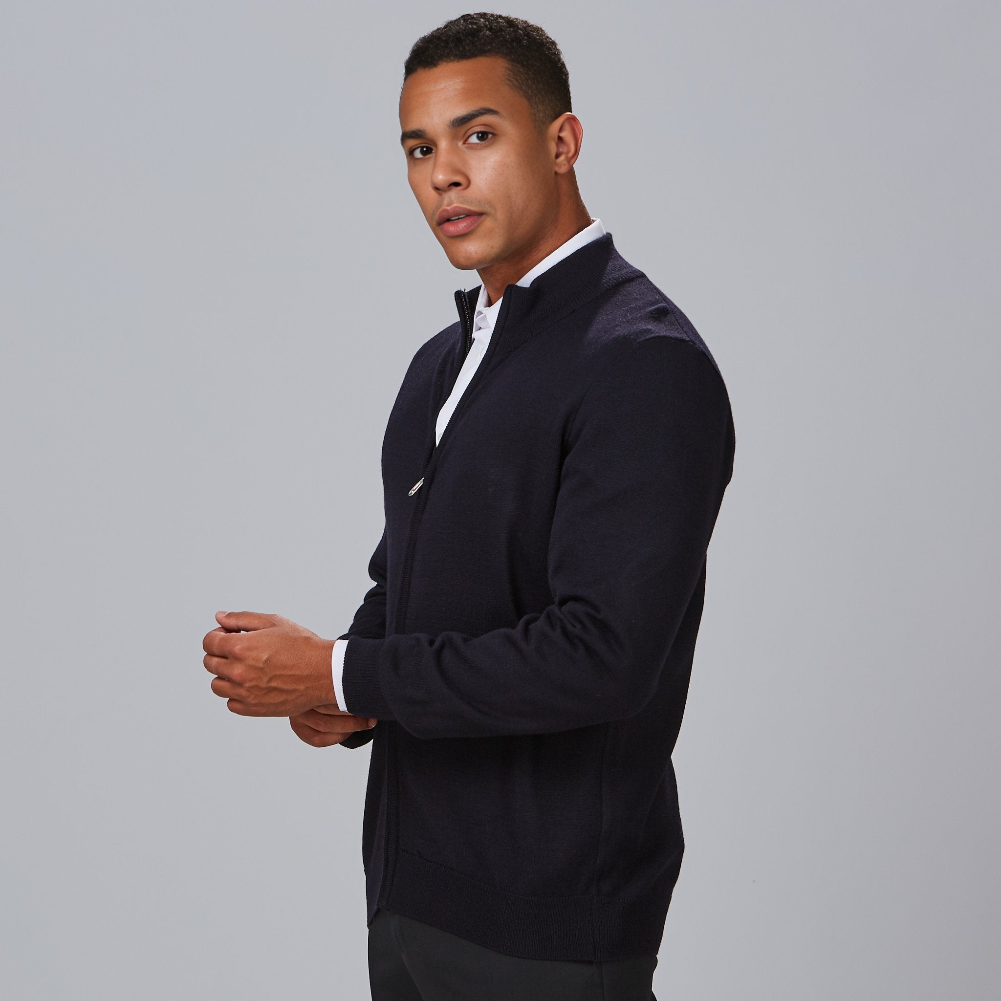 Gary's Knit cardigan homme zip maille fine noir