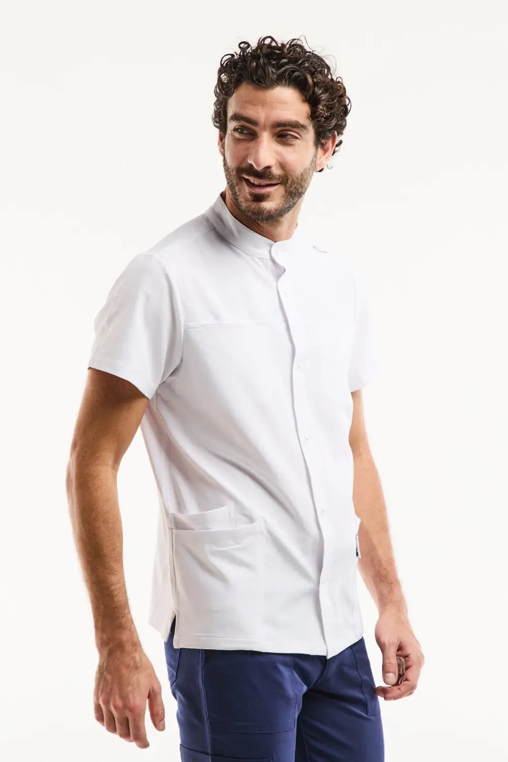 Aelin Noah Blouse médicale homme blanche stretch boutons
