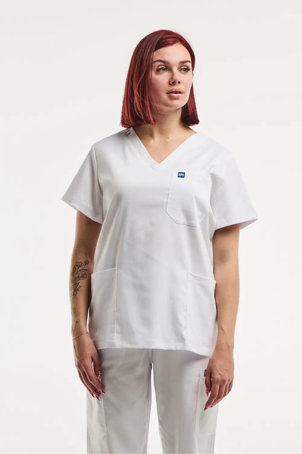 Aelin EMMA Jogger tenue médicale femme blanc stretch