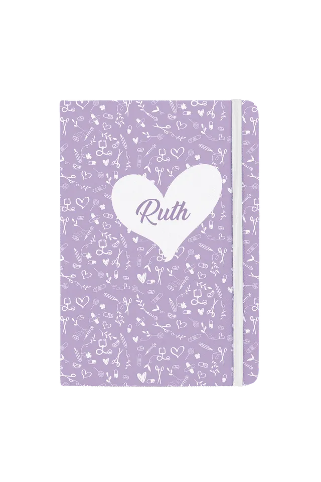 Enfermania Papelería Sweet Lavanda carnet A5 ligné élastique blanc